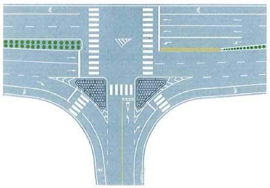 T型交叉口导流线设置示例