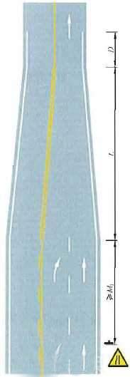 三车行道变为双车行道渐变段标线设置示例