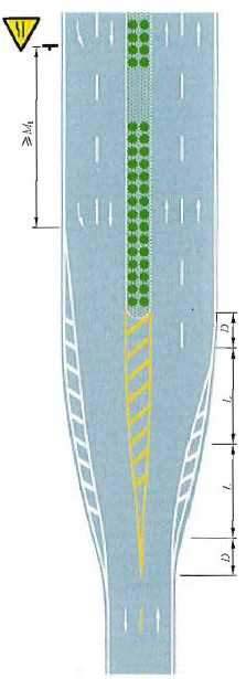 两车行道变为四车行道填充线渐变段标线设置示例